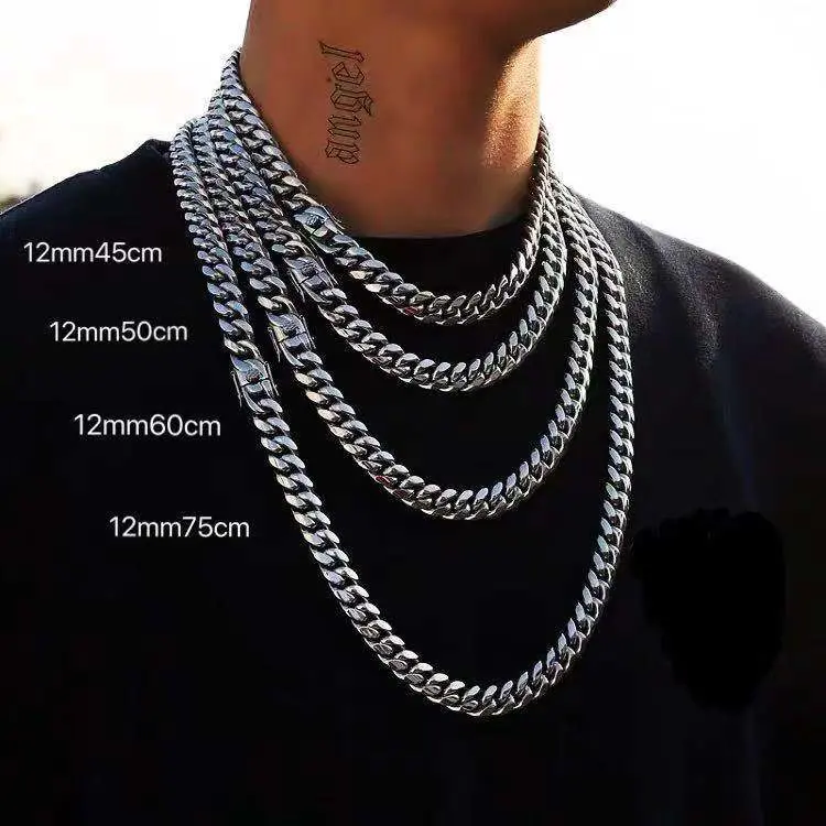 Gold Plated Stainless Steel Hip Hop Jewelry Men′s Necklace Cuban Link Chain